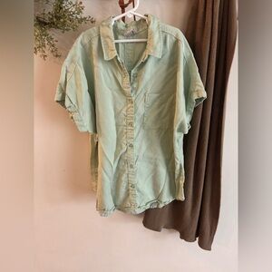 Mint Green women’s short sleeve button up.